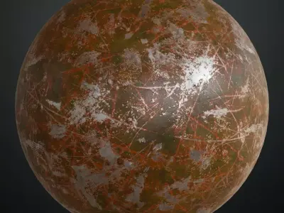 Dirty Painted Orange Metal Surface PBR Seamless Texture