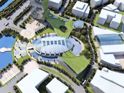 Eco Civic Campus with Green-Roof Tower 3D model