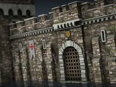 Medieval Fortress Low-poly 3D model