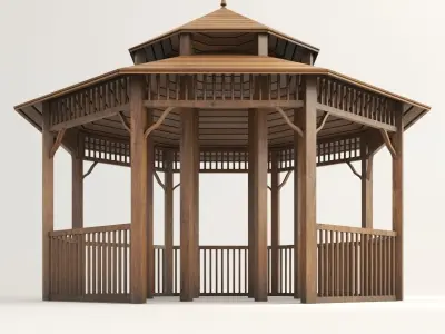 Wooden Gazebo 3D model
