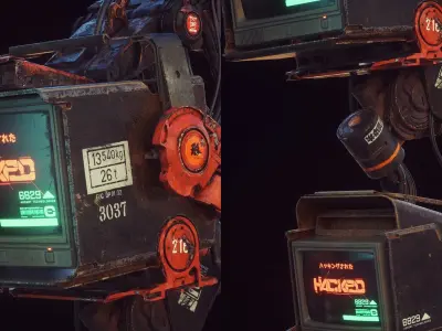  2 Cyberpunk Monitors-C4D-Octane-Redshift 