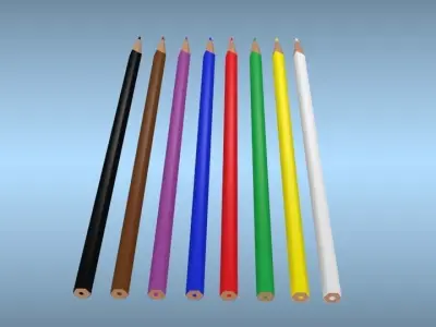 Set of multi-colored pencils Free low-poly 3D model