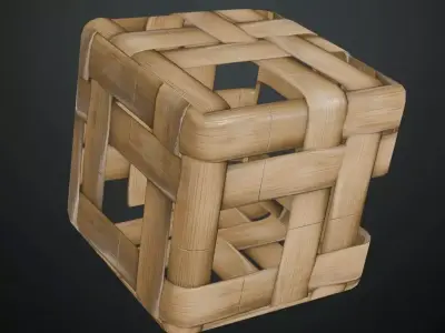 Wide Strip Natural Bamboo Basket Weave PBR Texture