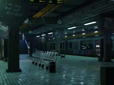 Subway Station Scene 3D Blend File Textured FBX OBJ MTL Files 3D model