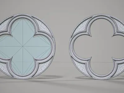 Highpoly Circular Gothic Window Type3 3D model