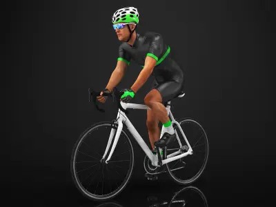  Road Cyclist in Action Rigged 