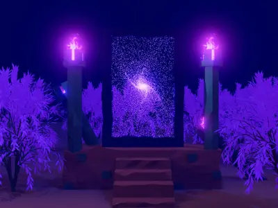 Low poly Portal tree in forest Free low-poly 3D model