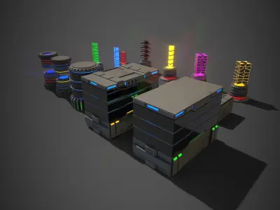 Sci-Fi Props Collection One Low-poly 3D model