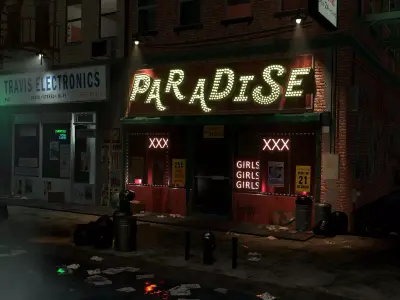 1970 s New York City Alley Low-poly 3D model