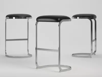 Chrome Cantilevered Bar Stool 3D model