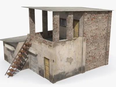 slum f old building with ladder Low-poly 3D model