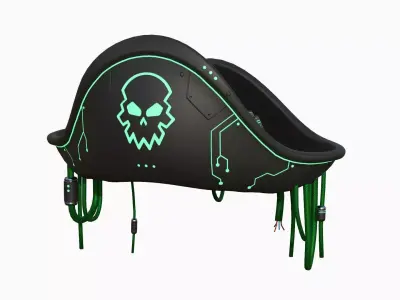 Cyberpunk Pirate Hat A07 - Character Design Low-poly 3D model