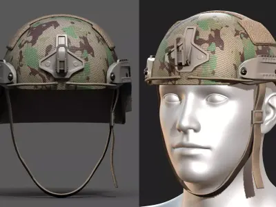 Helmet military combat   Low-poly 3D model