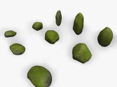 Assorted Boulders - Moss Low-poly 3D model