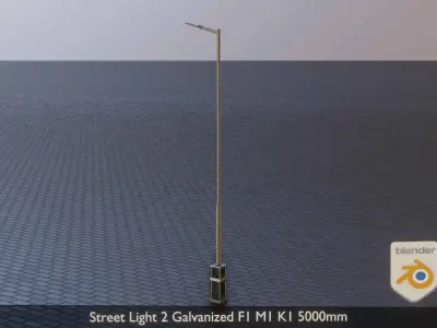 Street Light 2 Galvanized F1 M1 K1 5000mm Low-poly 3D model