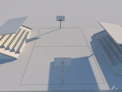 Street Neighborhood Basketball Court Stadium Low-poly 3D model