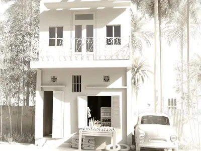 Beach house scene 3D model