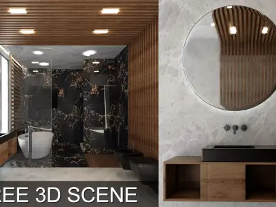Bathroom Scene 3D Models Free - Video Timelapse in the Previews 3D model
