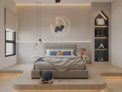 Modern Kids Bedroom Interior 3D Model 3D model