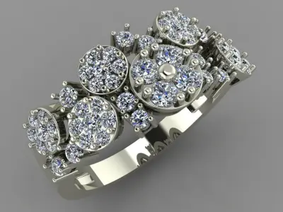 Daimonds Halos with Daimonds Heads 3D Daimond Ring Model 3D print model