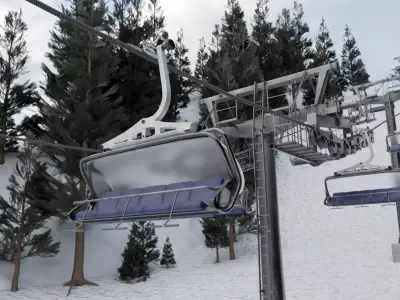 ski lifts Low-poly 3D model