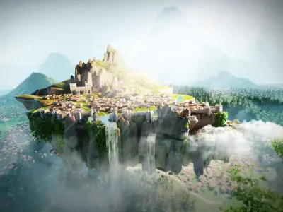 floating island made in blender 3D model
