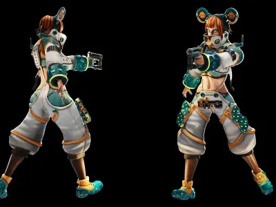 Cyberpunk Girl Low-poly 3D model