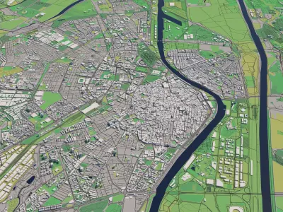 Seville Spain 25x25km City Map 3D model