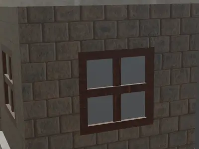 House Model 1 building with balconies and balconies Low-poly 3D model