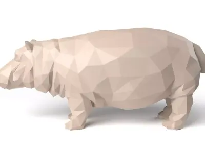 Hippo Low Poligonal Low-poly 3D model