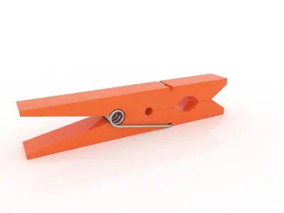 CLOTHES PEG ORANGE PLASTIC Low-poly 3D model