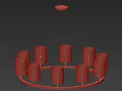 Untitled gold chandelier with six glass candle holders 3D model