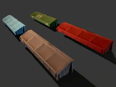 Awnings four different colored sofas Low-poly 3D model