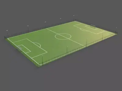 PBR Modular Outdoor Soccer and Football Field Low-poly 3D model