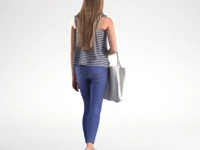 Woman Casual Walking Street Low poly Grace 2205 3D model
