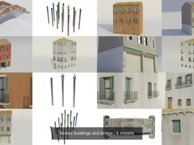 Venice buildings and bridge 3D Model Pack
