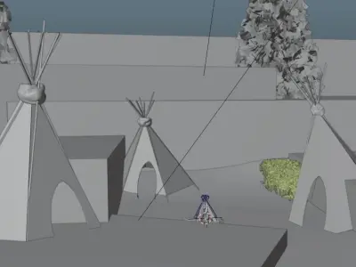 Indians teepee in desert Free low-poly 3D model