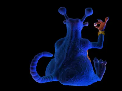 Alien  with glass of cocktail Hi poly 3D model