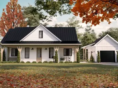 Modern 3-Bedroom Bungalow with Garage Screened Porch 3D Model  3D model