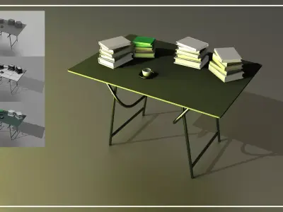 Study Table 3D Model  Low-poly 3D model