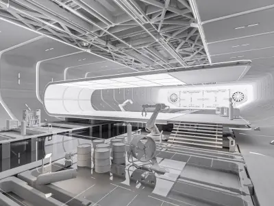 Sci-fi Hangar Interior V01 Low-poly 3D model