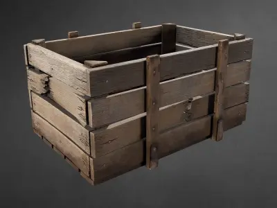 Old wooden crate Low-poly 3D model