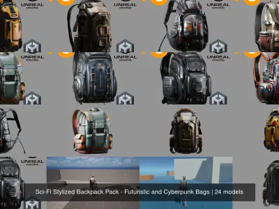 Sci-Fi Stylized Backpack Pack - Futuristic and Cyberpunk Bags