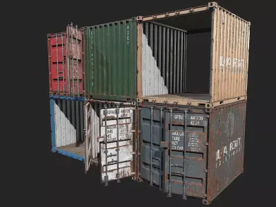 Low Poly PBR Shipping Container 10ft Low-poly 3D model