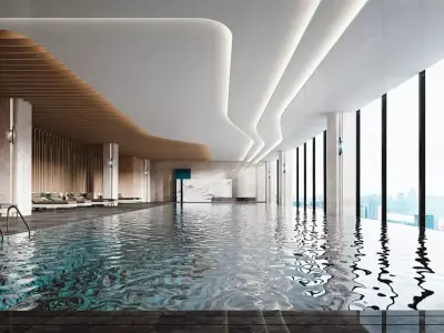 indoor heated swimming pool 3D model