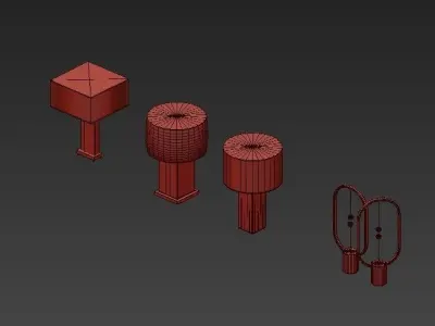 Table four different lamps on 3D model