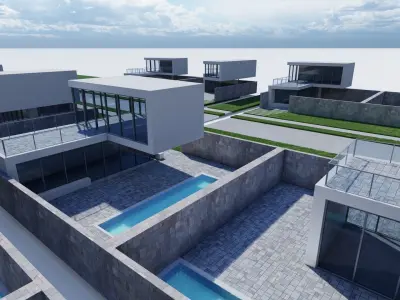 3D MODEL - Modern city Houses Low-poly 3D model