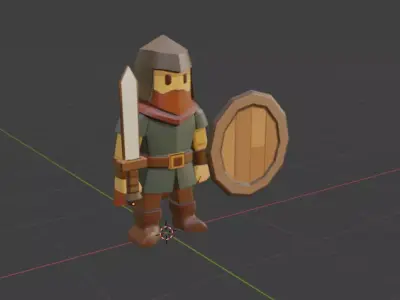 Guerrero Medieval Low Poly  Personaje 3D listo para videojuegos 3D model