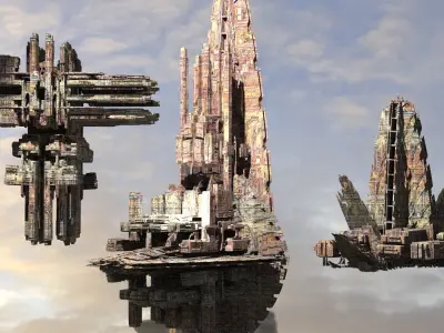 Shiv City Space port ships Kit bash 1 3D model