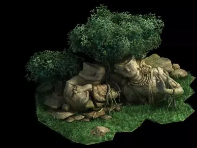 Traces forest Broken Statue of the Emperor 03 3D model